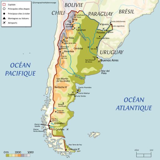 Carte touristique Argentine