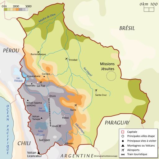 Carte touristique Bolivie