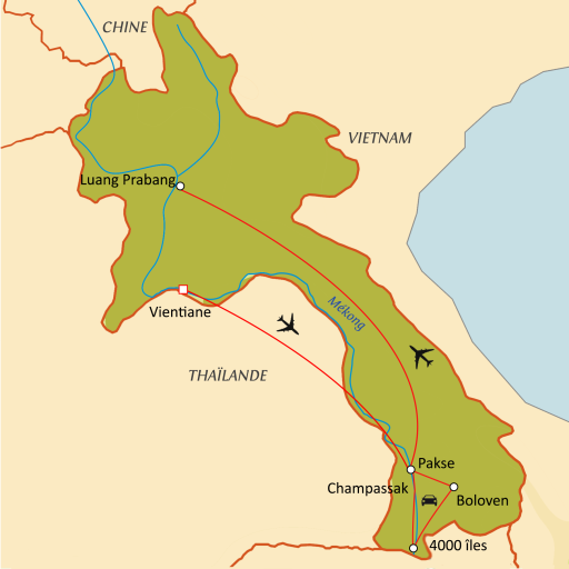 Carte du circuit Trésors du Laos