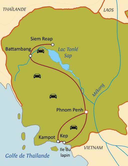 Carte du circuit Trésors du Cambodge