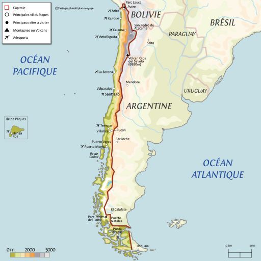 Carte touristique Chili