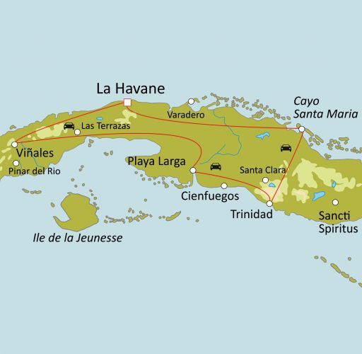 Carte du circuit Trésors de Cuba