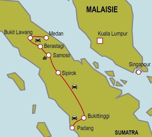 Carte du circuit Sumatra : Terre mythique et sauvage