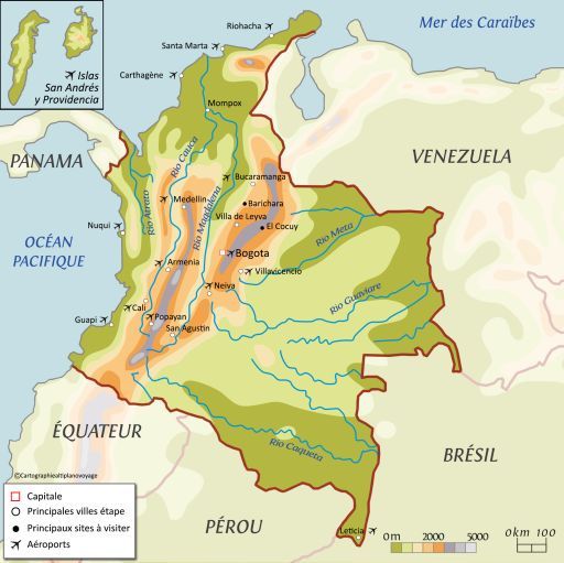 Carte touristique Colombie