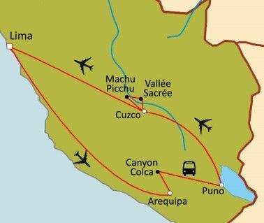Carte du circuit Trésors du Pérou