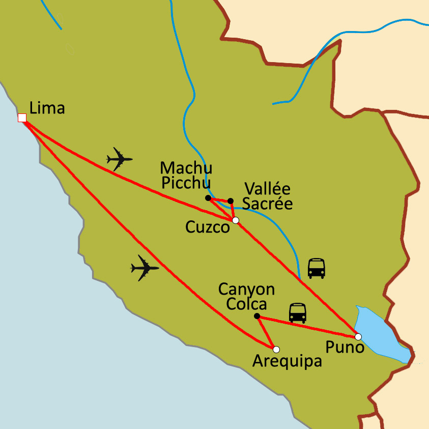 Carte du circuit Trésors du Pérou